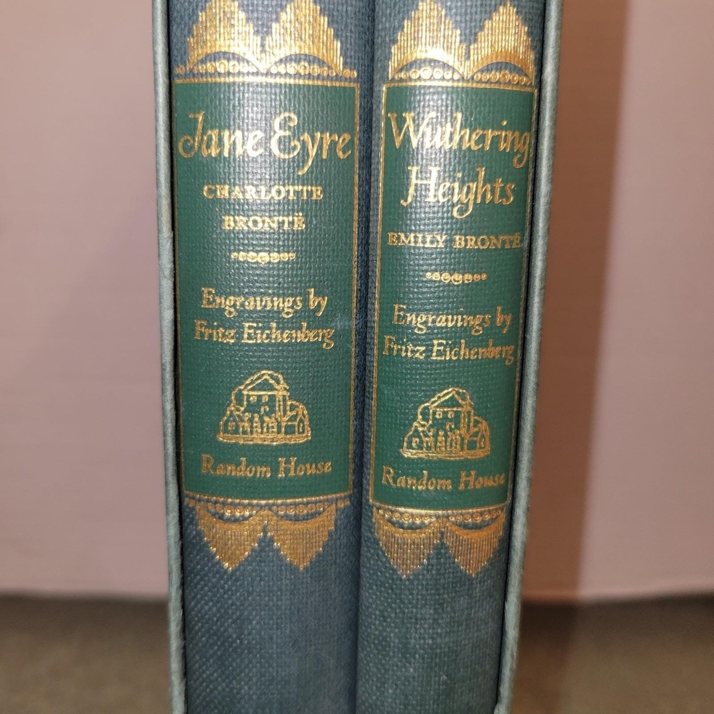Vintage 1943 Jane Eyre & Wuthering Heights Bronte Set Fritz Eichenberg Slipcase